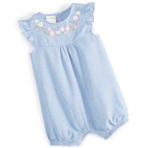 Baby Girls Cotton Chambray Flower Sunsuit, Created for Macy's