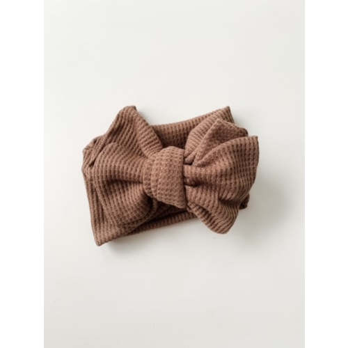 CHUNKY WAFFLE BOW HEADBAND - WALNUT