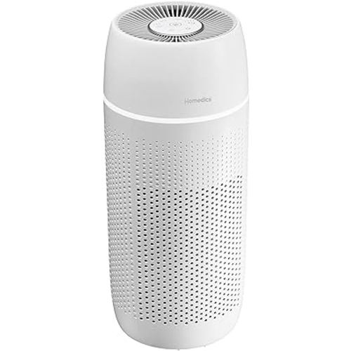 Homedics 5-in-1 PetPlus UV-C Air Purifier - 360-Degree HEPA Filter for 266 Sq Ft, Air Purifiers for Pets, Bedroom, and Home with Essential Oil Pads and Built-In Timer, 3 Speed Settings, White