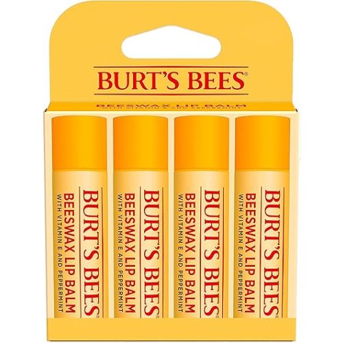 Burt's Bees Lip Balm - Original Beeswax, Lip Moisturizer With Responsibly Sourced Beeswax, Tint-Free, Natural Origin Conditioning Treatment, 4 Tubes, 0.15 oz.