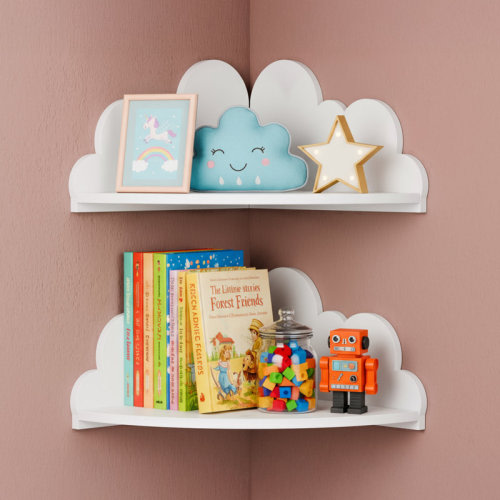 Corrigan Studio® Cute Cloud Floating Corner Shelves - Cloud Wall Mounted Corner Shelf, Stylish Cloud Shaped Display & Storage Shelves For Plants, Home Decor And Space-saving Organization | Wayfair