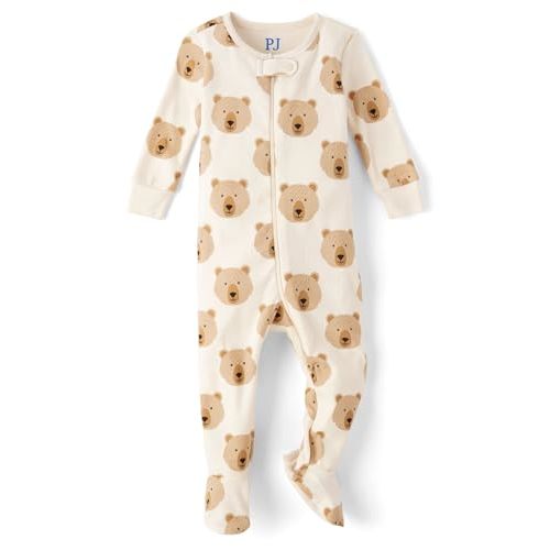 The Children's Place Unisex Baby and Toddler Long Sleeve 100% Cotton Zip-Front One Piece Footed Pajama