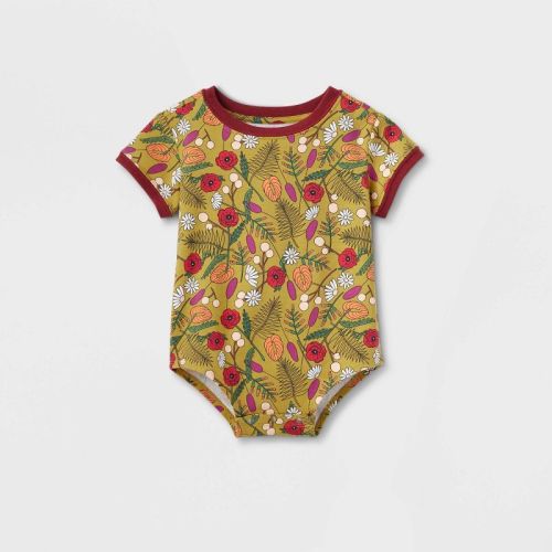 Latino Heritage Month Baby Floral Print Ringer Bodysuit - Green 12m