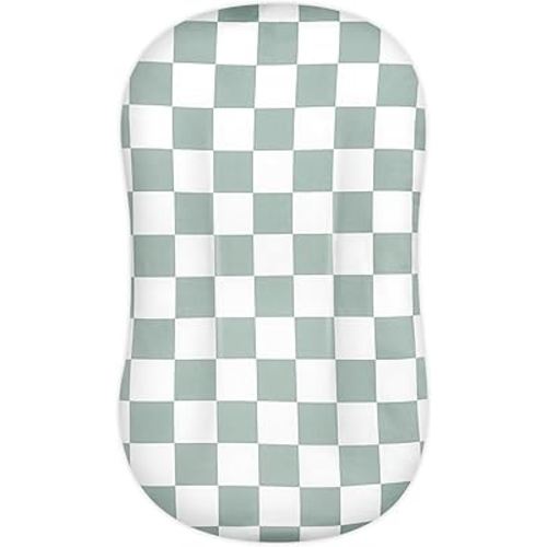 DILIMI Baby Lounger Cover, Newborn Lounger Cover for Boys Girls, Removable Soft Comfortable Lounger Slipcover, Green Checkerboard (Lounger not Included)