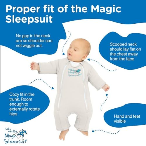 Baby Merlin's Magic Sleepsuit Transition Product - 6-9 Months Swaddle Transition Sleepsuit - Soft Cotton Material with Double Zipper for Easy Diaper Changes - Promotes Safe Sleep for Babies - Cream
