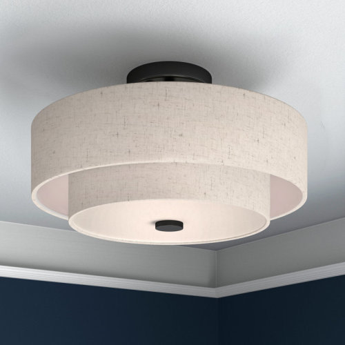 Lark Manor™ Ashaud 3 - Light 15" Shaded Tiered Semi Flush Mount & Reviews | Wayfair