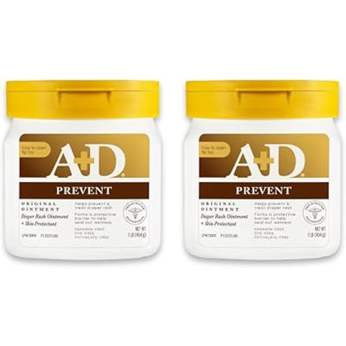 A+D Original Diaper Rash Ointment - Prevents & Protects Diaper Rash - Moisturizing Skin Protectant With Vitamins A & D - Healing Skin Ointment for Dry and Cracked Skin - 16oz 2 Pack