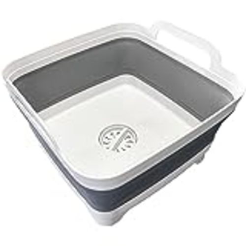 Amazon.com - Kitchen Details Collapsible Wash Basin | Self Draining Design | Large Flexible Design | Protect Dinnerware | Self Draining | Space Saver | Home Cleaning | White