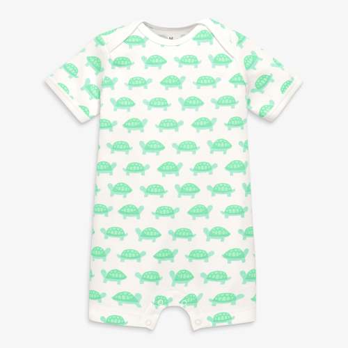 Organic animal friends babysuit shortie - Clover turtles / NB