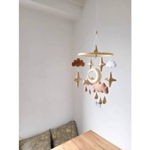 Star and moon baby mobile, stars felt mobile, baby girl mobile, baby mobile, pastel decor, mobile hanging, crib mobile, stars mobile