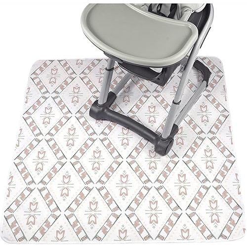 JumpOff Jo - Large Baby Splat Mat for Under High Chair, Booster Seat, Tabletop, Food Catcher - Protect Floor and Carpet from Spills & Crafts - Waterproof and Washable - 51 x 51 inches - Black & White
