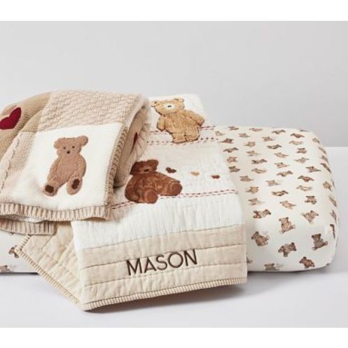 Teddy Bear Baby Bedding Set: Baby Quit, Crib Sheet and Baby Blanket