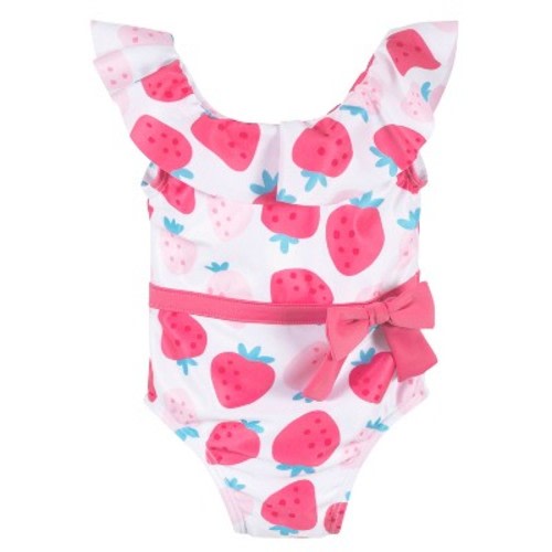 Gerber Infant & Toddler Girls' One-Piece Swimsuit UPF 50+, Color: Strawberry blossom, Size: 12 months