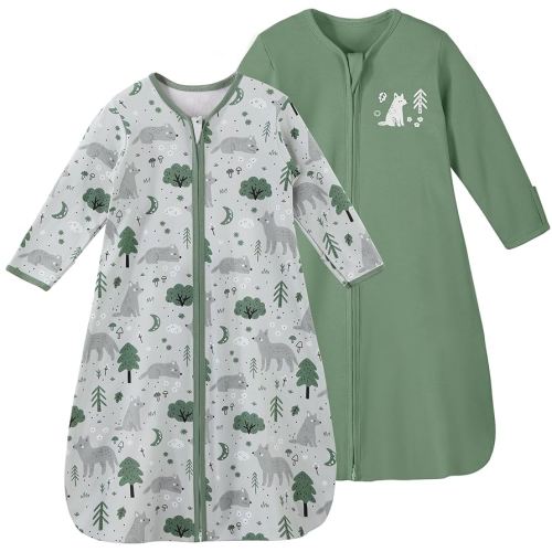 Yoofoss Baby Sleep Sack 6-12 Months Long Sleeve Wearable Blanket Baby 100% Organic Cotton 2-Way Zipper 0.5 Tog Infants Sleeping Sack, Lightweight(Medium)