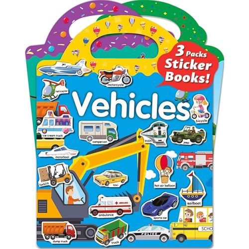 Reusable Sticker Book for Toddlers 2-4 Years, Stickers for Kids, Toddler Sticker Book Ages 1-3, Toddler Craft Activities, Toddler Travel Toys Ages 2+ Boy Girl Birthday Gifts