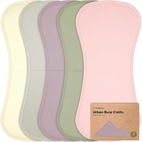 Organic Burp Cloths Baby Boy & Girl - 5-Pack Super Absorbent Cotton Burping Cloths for Babies, Soft & Plush Newborn Spit Up Rags, Infant Towels for Milk Spit Up, Unisex, Large 21" x 10" (Embrace)