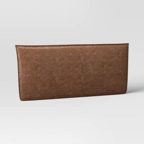 Queen Teen French Seam Headboard Distressed Faux Leather Saddle - Threshold™ Designed With Studio Mcgee