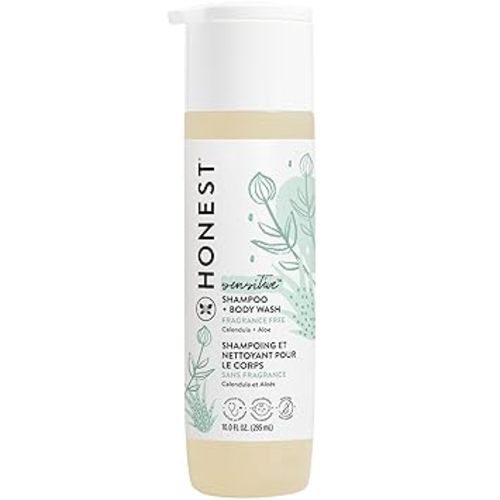 The Honest Company 2-in-1 Cleansing Shampoo + Body Wash for Sensitive Skin | Gentle for Baby | Naturally Derived, Tear-free, Hypoallergenic | Fragrance Free, 10 fl oz