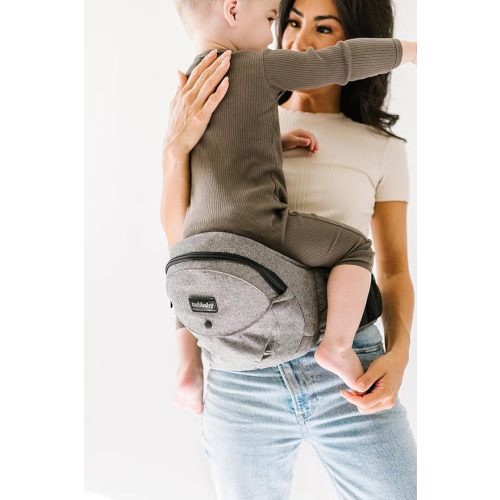 Tushbaby - Safety-Certified Hip Seat Baby Carrier - Mom’s Choice Award Winner, Seen on Shark Tank, Ergonomic Carrier & Extenders for Newborns & Toddlers (Carrier, Grey)