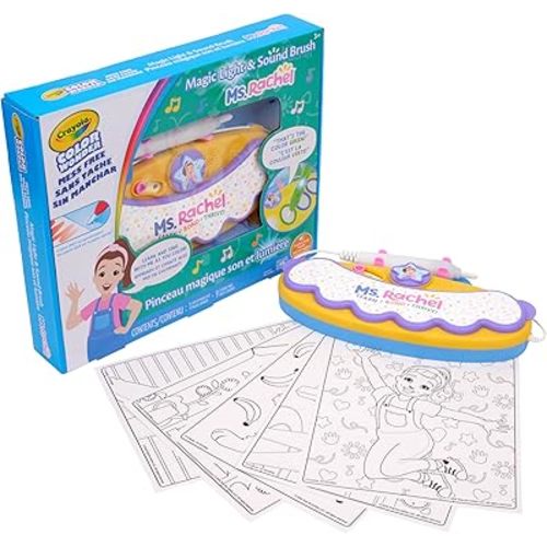Crayola Color Wonder Magic Light Brush Featuring Ms. Rachel, MessFree Coloring Set with Songs, Paint Set for Toddlers, Art Gift for Kids, Ages 3 & Up