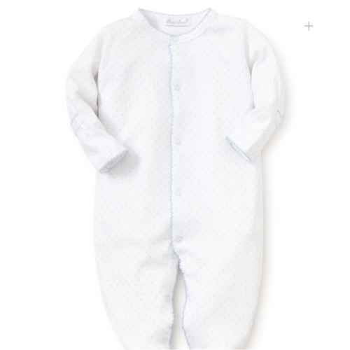 White/Blue New Kissy Dots Print Footie
