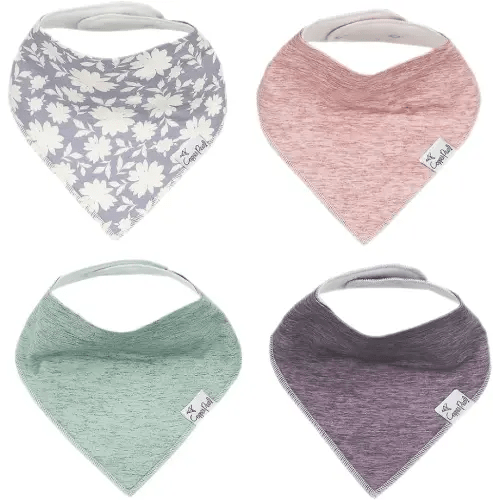 Copper Pearl 4 Pack Soft Cotton Baby Bibs for Drooling and Teething, Absorbent Drool Bibs for Baby Girl and Boy, Adjustable to Fit Newborns to Toddlers, Tons of Styles (Lacie)