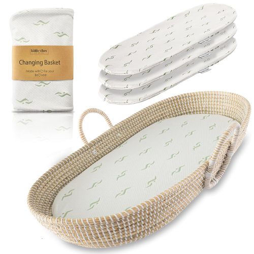 Eco-Friendly Handwoven Seagrass Baby Changing Basket Set for Nursery – Boho Style