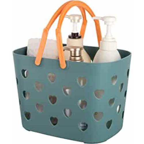 Anyoifax Portable Shower Caddy Tote Plastic Storage Basket with Handle Box Organizer Bin for Bathroom, Pantry, Kitchen, College Dorm, Garage - Blue