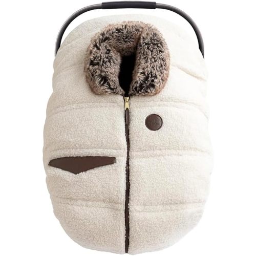 PETIT COULOU Winter Car Seat Cover for Baby - Sherpa Edition - Extra Warm and Cozy with Patented Structural Frame – Protects your Newborn Against Extreme Cold Weather Rain and Wind (Jasper)