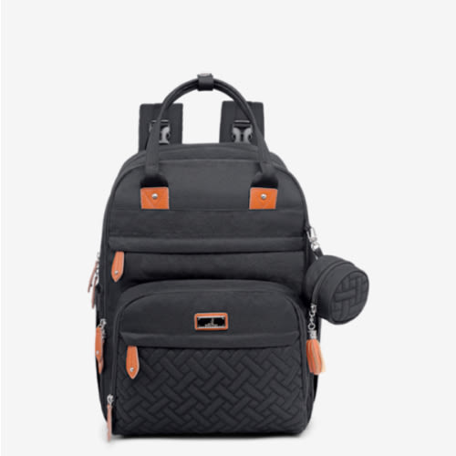 BabbleRoo Diaper Bag Backpack - Baby Essentials Travel Tote - Multi Function Waterproof Diaper Bag, Travel Essentials Baby Bag with Changing Pad, Stroller Straps & Pacifier Case - Unisex, Black