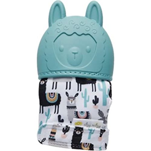 Itzy Ritzy Silicone Teething Mitt - Soothing Infant Teething Mitten with Adjustable Strap, Crinkle Sound & Textured Silicone to Soothe Sore & Swollen Gums - Baby Teething Toy for 3 Mos & Up, Llama