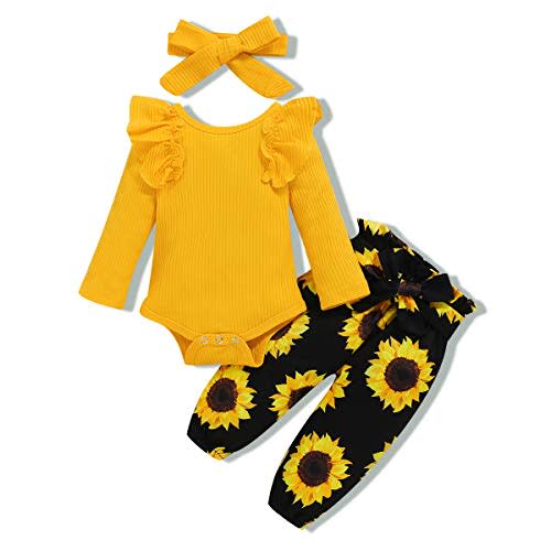 Renotemy Newborn Baby Girl Clothes Outfits Infant Romper Floral Pants Cute Toddler Baby Girl Clothes Gifts Set