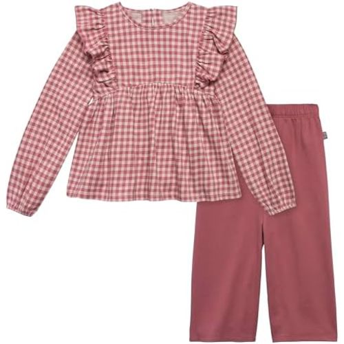 Modern Moments by Gerber Girls' Baby and Toddler Ruffles Top and Wide Leg Pant Set