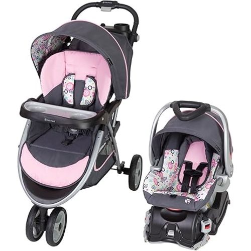 Baby Trend Skyview Stroller Travel System with EZ Flex-Loc Infant Car Seat, Flora