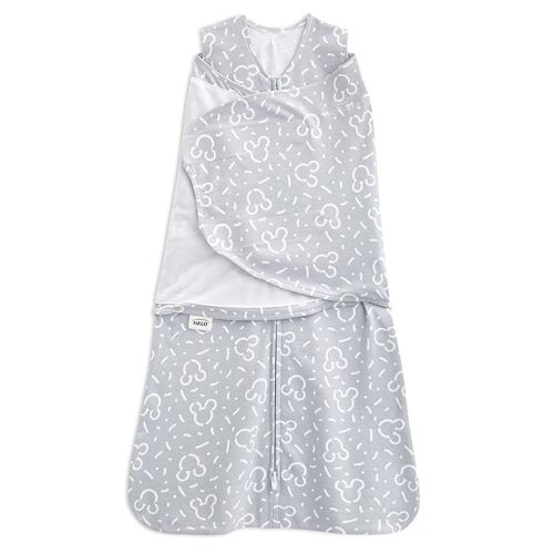 HALO 100% Cotton Sleepsack Swaddle, 3-Way Adjustable Wearable Blanket, TOG 1.5, Confetti Mickey Grey, Small, 3-6 Months