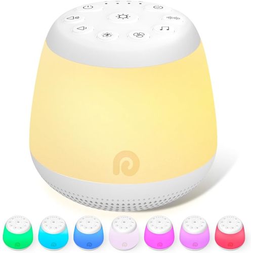 Dreamegg White Noise Machine - Portable Sound Machine Baby for Sleeping with 8 Adjustable Night Light, 24 Sleep Sounds for Baby Kids Adults, Timers & Memory Function Portable for Home Travel
