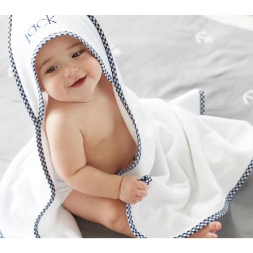 Gingham Baby Hooded Towels | Pottery Barn Kids - Navy