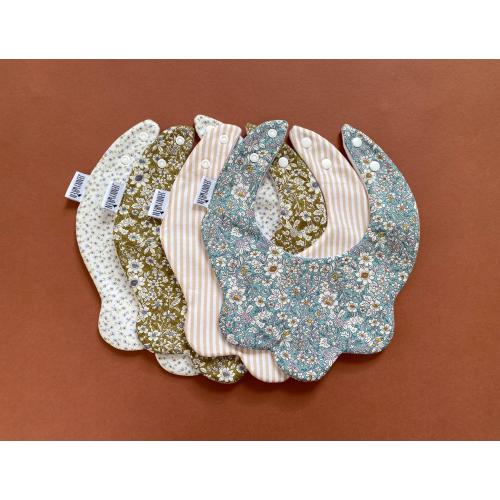 Choice of scallop bib, handmade comfy baby collar dribble bib, green blues, baby girl, gift, scalloped bib, floral fabric, special occasion