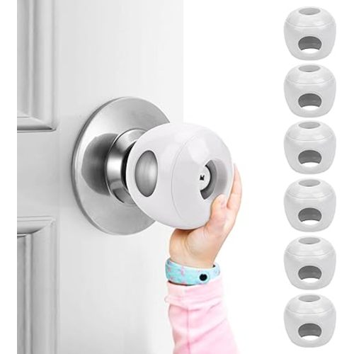 Baby Safety Door Knob Covers 6 Pack Baby Safety Door Handle Protector Child Proof Door Knobs Door Safety for Kids Universal Fit Easy Grip Lockable Design One Hand Operation for Parents No Tools Needed
