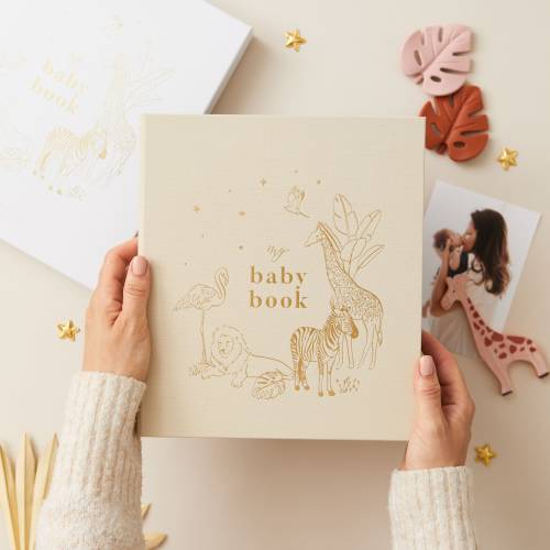 My Baby Book, Baby Memory Book - Safari - keepsake memory book, folder, record book, journal for newborn, gift for new parents, mum-to-be