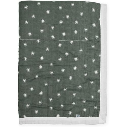 Little Unicorn 100% Certified Organic Newborn Receiving Quilt | Ultra- Soft, Multi-Layered Muslin Fabric | Gift for Newborns & on-The-go (Sage Suns 2)