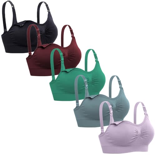 Lataly Womens Sleeping Nursing Bra Wirefree Breastfeeding Maternity Bralette Pack of 5