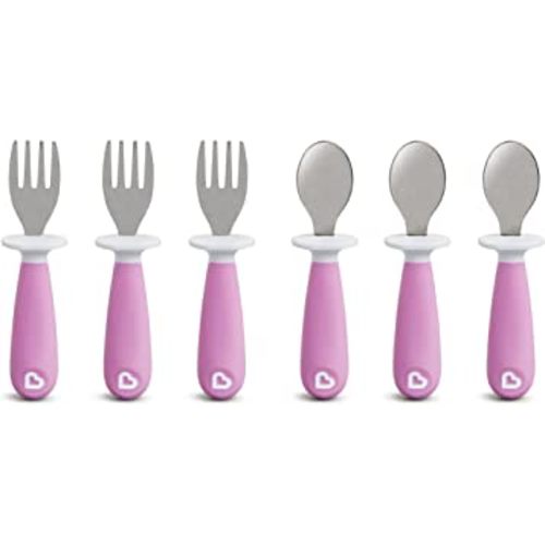 Munchkin® Raise™ Toddler Fork and Spoon Utensil Set, 6 Pack, Purple