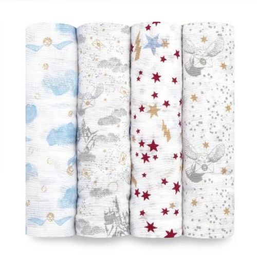 Aden By Aden + Anais Muslin Swaddle Reversible Blankets Harry Potter Iconic - 4pk