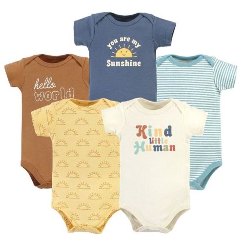 Hudson Baby Cotton Bodysuits, Kind Human 5 Pack, Newborn