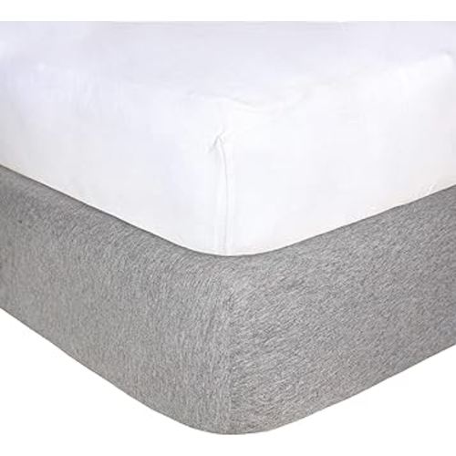 Burt's Bees Baby - Fitted Crib Sheets, Solid Color, 100% Organic Cotton Crib Sheet for Standard Crib & Toddler Mattresses, Heather Grey/White,(Pack of 2)
