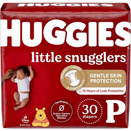 Huggies Newborn Diapers, Little Snugglers Baby Diapers, Size Preemie (up to 6 lbs), 30 Count
