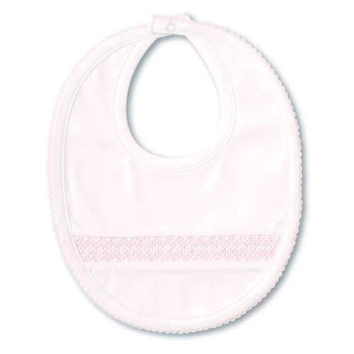 Hand Smocked CLB Charmed White/Pink Bib