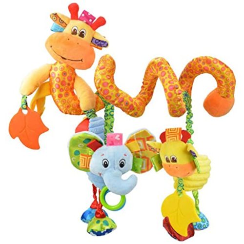 VX-star Baby Pram Crib Ornament Hangings Yellow Cute Little Deer Shape Design Spiral Plush Toys Stroller and Travel Activity Toy
