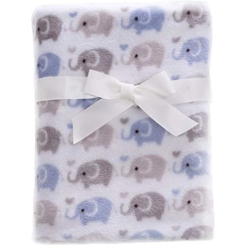 CREVENT 30"X40" Cute Lightweight Silky Cozy Warm Baby Blanket for Boys Infant Toddler Newborn Unisex Crib Cot Stroller, Baby Shower, Summer Spring - Blue Elephant